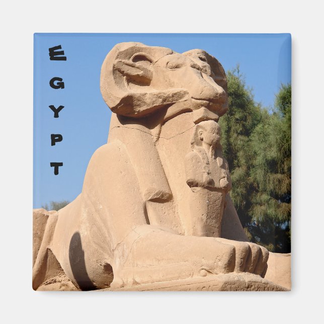 Sphinx mit Rammkopf im Tempel von Karnak - Ägypten Magnet (Vorne)