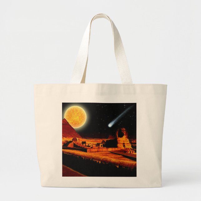 Sphinx & Moon über Ägypten Gizeh Pyramids Kunstgif Jumbo Stoffbeutel (Vorne)