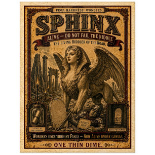 Sphinx, Vintage Zirkusmonster Postkarte