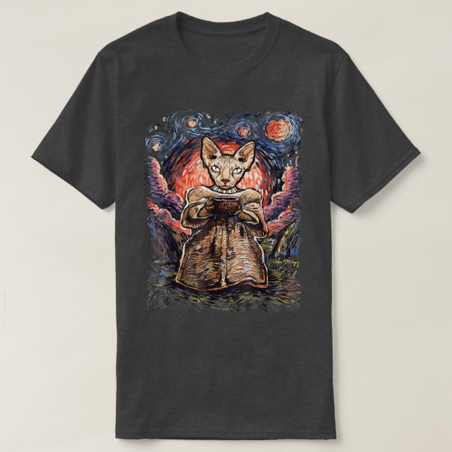 Sphyn Cats Starry Night Tshirt Geschenk für Frauen (Design vorne)