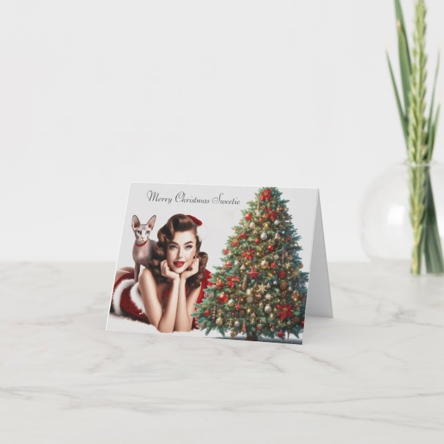 Sphynx Cat Adult Weihnachtskarte Karte (Vorderseite)