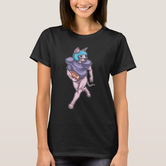 Sphynx Cat American Football Sports T-Shirt (Vorderseite)