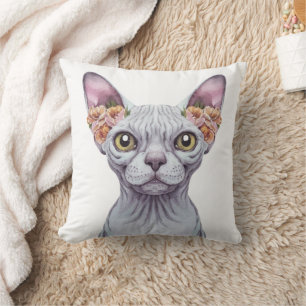 Sphynx Cat Anhörungen Blume Kissen