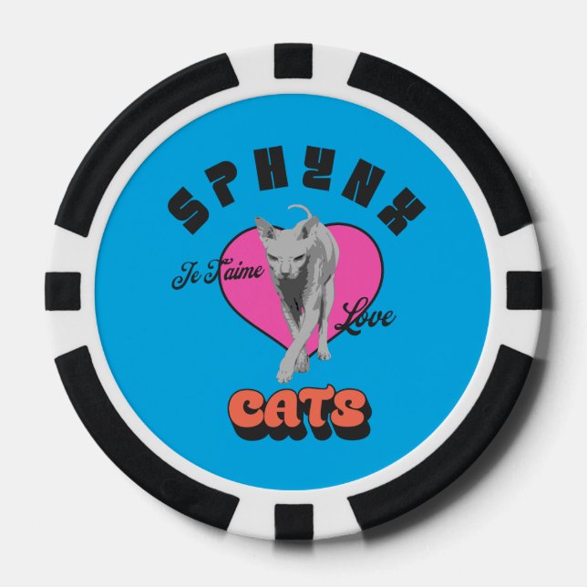 Sphynx Cat Art Love Heart Pokerchips (Vorderseite)