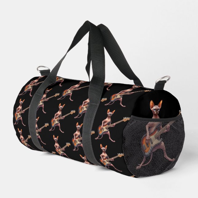 Sphynx Cat Bass Player Musician Gym Duffle Bag (Rechte Ecke)