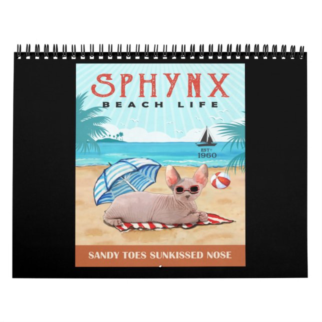 Sphynx Cat Beach Life Sandy Toes Sunkissed Nose Kalender (Titelbild)