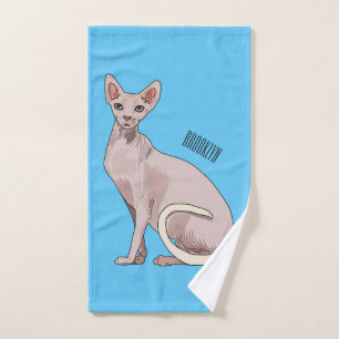 Sphynx cat cartoon illustration badhandtuch set