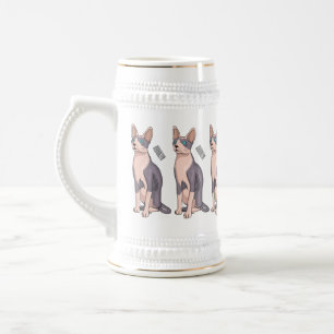 Sphynx cat cartoon illustration bierglas
