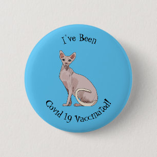 Sphynx cat cartoon illustration button