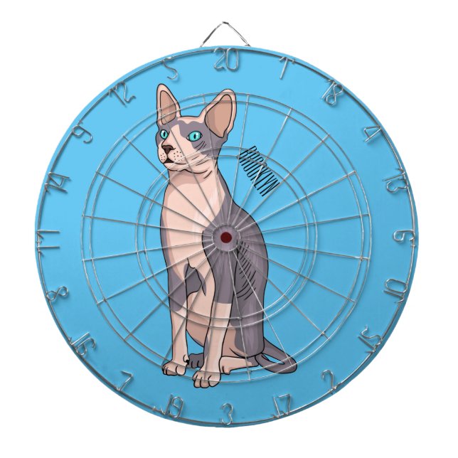 Sphynx cat cartoon illustration  dartscheibe (vorne)