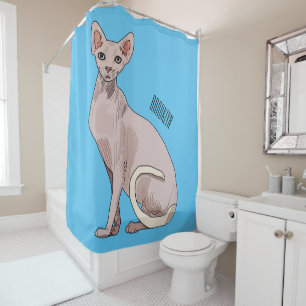 Sphynx cat cartoon illustration duschvorhang