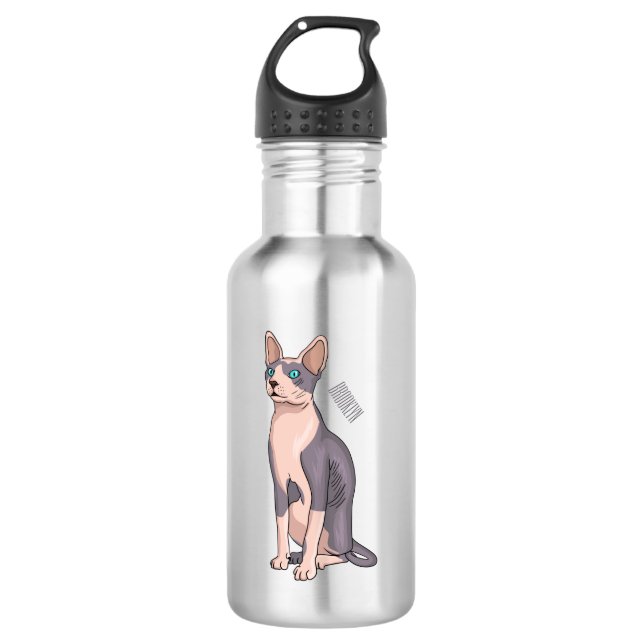Sphynx cat cartoon illustration edelstahlflasche (Vorderseite)