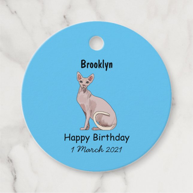 Sphynx cat cartoon illustration geschenkanhänger (Vorderseite)