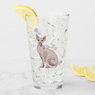 Sphynx cat cartoon illustration glas