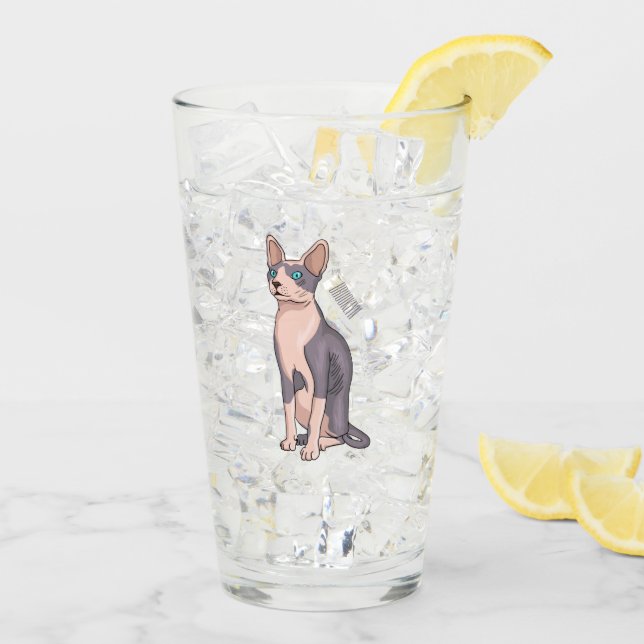 Sphynx cat cartoon illustration glas (Rückseite Ice)