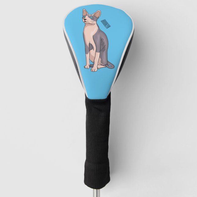 Sphynx cat cartoon illustration golf headcover (Vorderseite)
