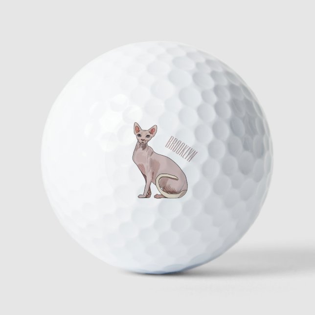 Sphynx cat cartoon illustration golfball (Vorderseite)