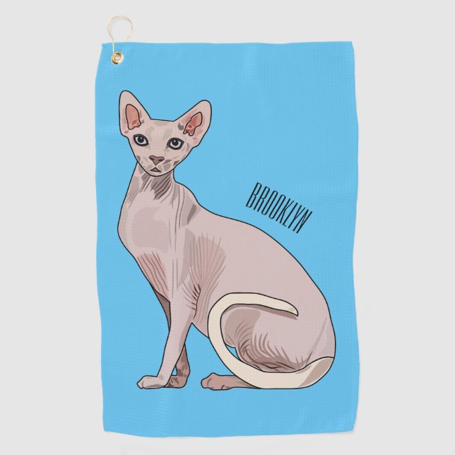 Sphynx cat cartoon illustration golfhandtuch (Vorderseite)