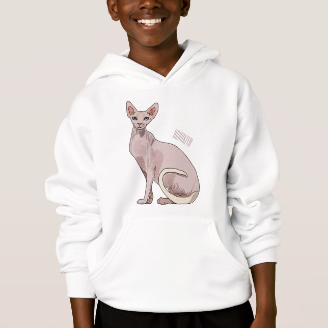 Sphynx cat cartoon illustration hoodie (Vorderseite)