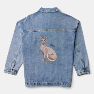Sphynx cat cartoon illustration jeansjacke