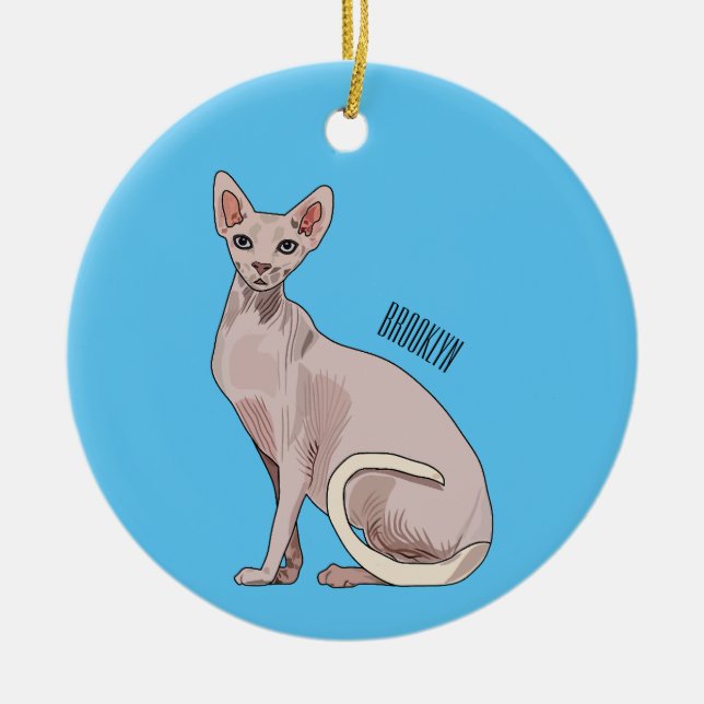 Sphynx cat cartoon illustration keramik ornament (Vorne)