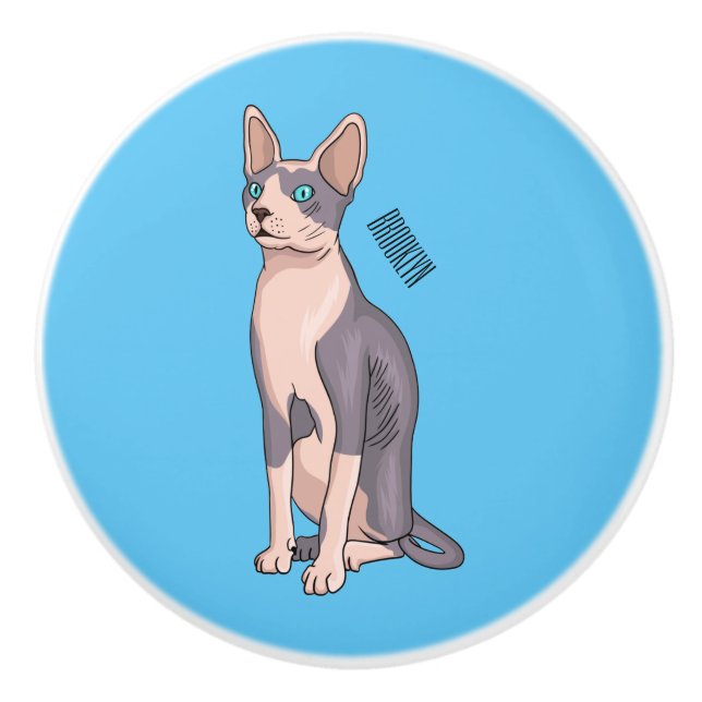 Sphynx cat cartoon illustration keramikknauf (Vorderseite)