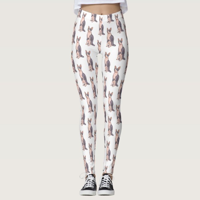 Sphynx cat cartoon illustration leggings (Vorderseite)