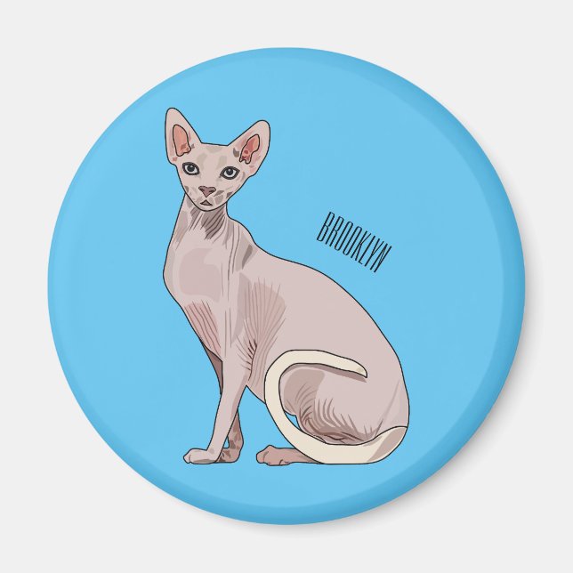 Sphynx cat cartoon illustration magnet (Vorne)