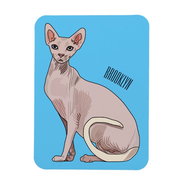 Sphynx cat cartoon illustration magnet (Vertikal)