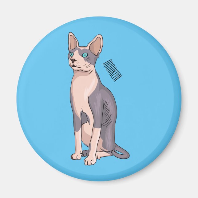 Sphynx cat cartoon illustration magnet (Vorne)