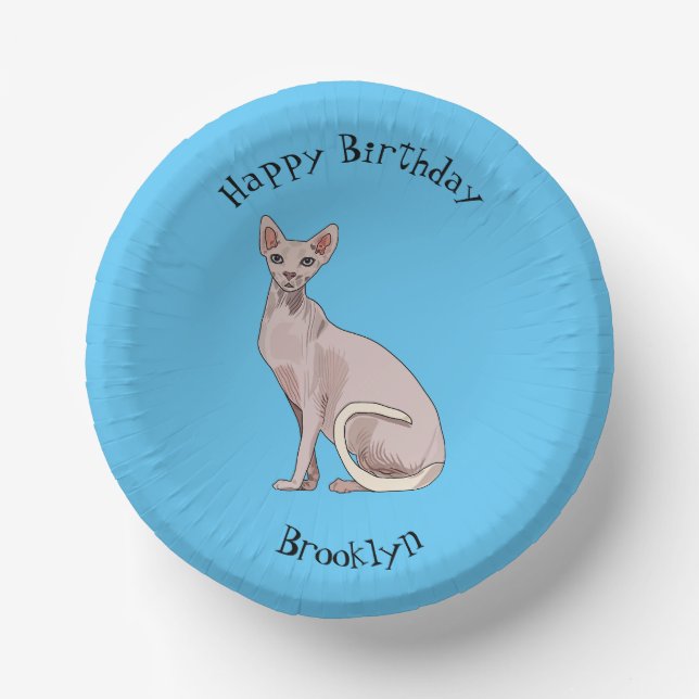 Sphynx cat cartoon illustration pappteller (Vorderseite)