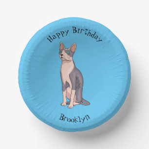 Sphynx cat cartoon illustration pappteller