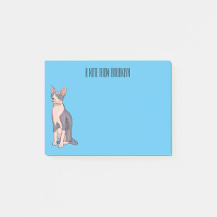 Sphynx cat cartoon illustration post-it klebezettel