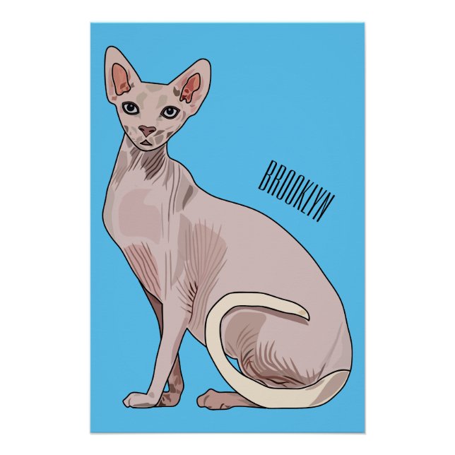 Sphynx cat cartoon illustration poster (Vorderseite)