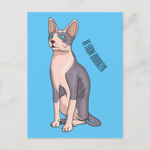 Sphynx cat cartoon illustration postkarte
