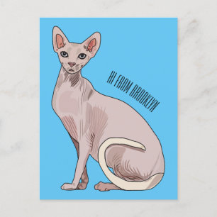 Sphynx cat cartoon illustration postkarte