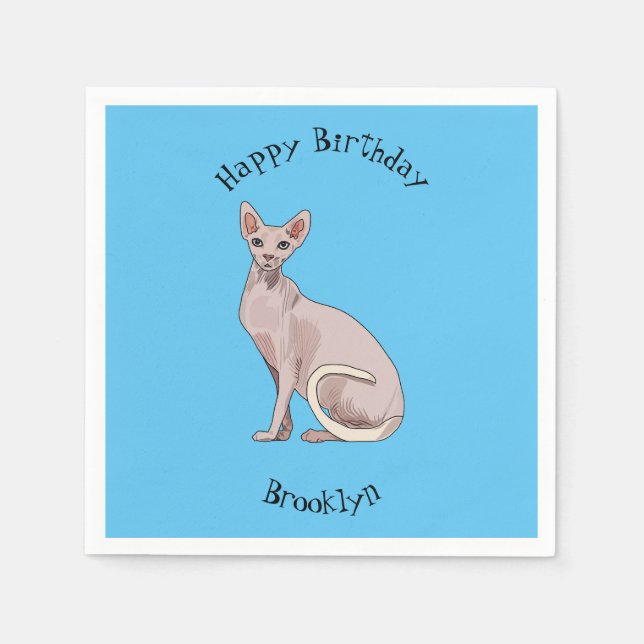 Sphynx cat cartoon illustration serviette (Vorderseite)