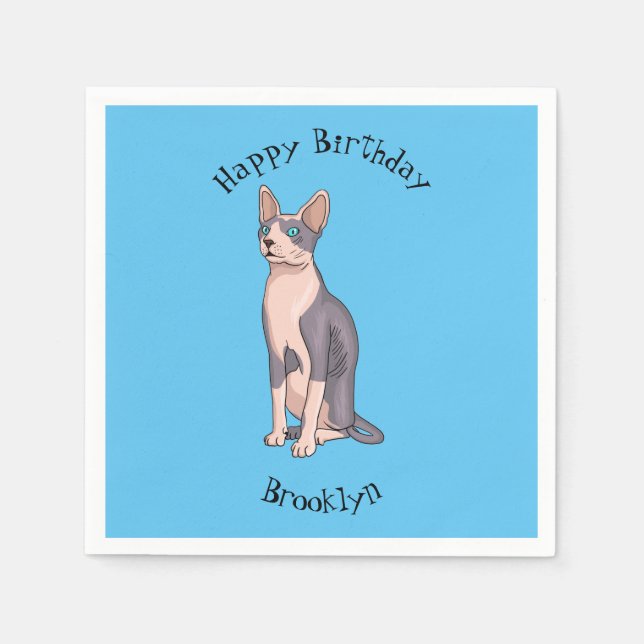 Sphynx cat cartoon illustration serviette (Vorderseite)