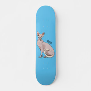 Sphynx cat cartoon illustration skateboard