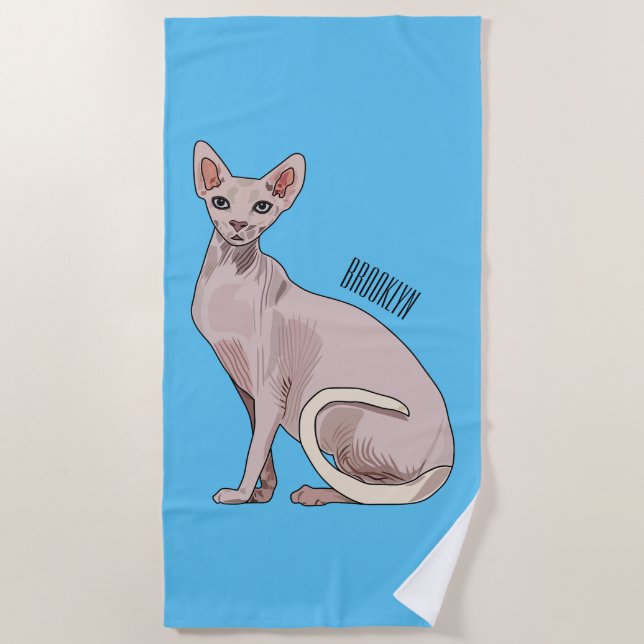 Sphynx cat cartoon illustration strandtuch (Vorderseite)