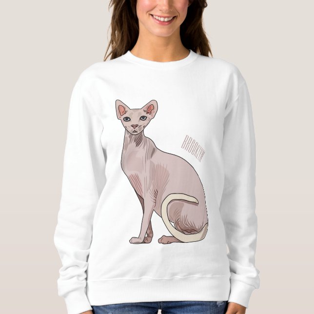 Sphynx cat cartoon illustration sweatshirt (Vorderseite)