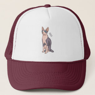 Sphynx cat cartoon illustration truckerkappe