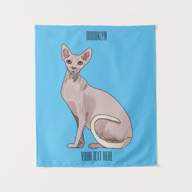 Sphynx cat cartoon illustration wandteppich (Vorderseite)