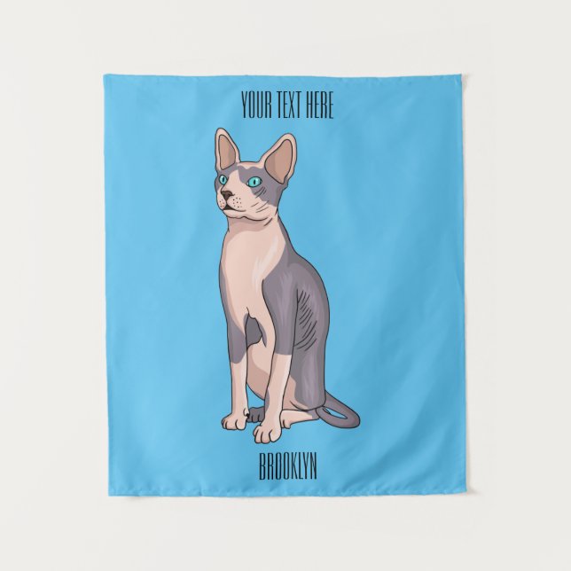 Sphynx cat cartoon illustration wandteppich (Vorderseite)