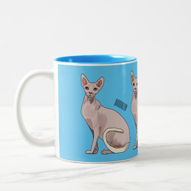 Sphynx cat cartoon illustration zweifarbige tasse (Links)