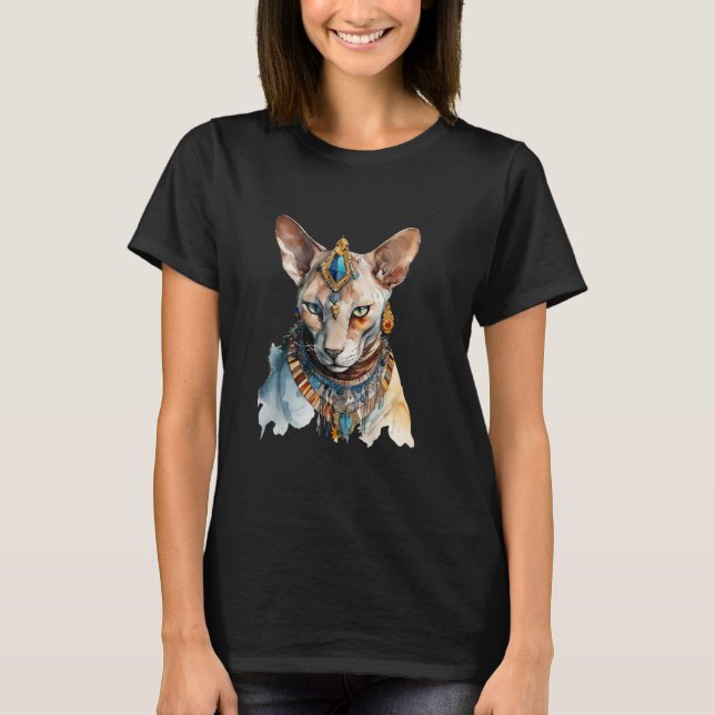 Sphynx Cat Cat Egyptian Cat Cat  Watercolor T-Shirt (Vorderseite)