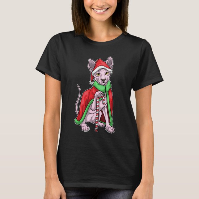 Sphynx Cat Christmas Candy Stock T-Shirt (Vorderseite)