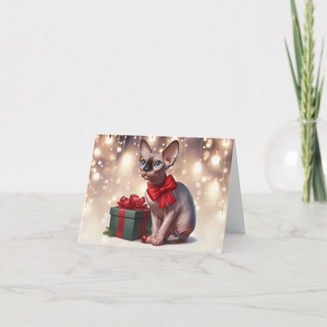 Sphynx Cat Christmas Card Karte (Vorderseite)