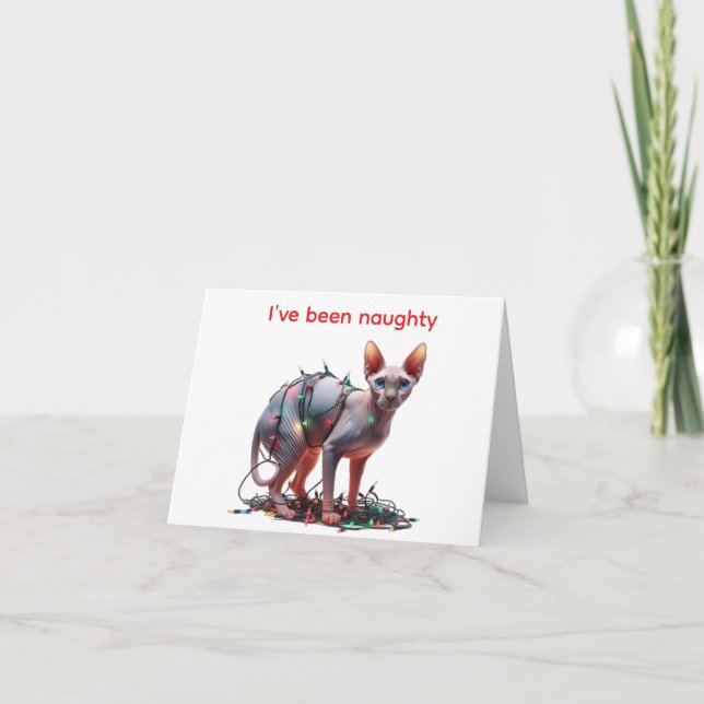 Sphynx Cat Christmas Card Karte (Vorderseite)