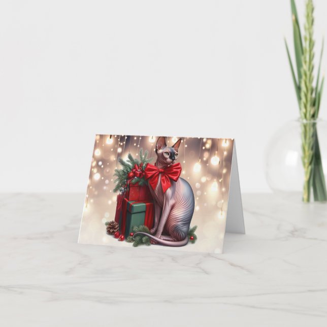 Sphynx Cat Christmas Card Karte (Vorderseite)